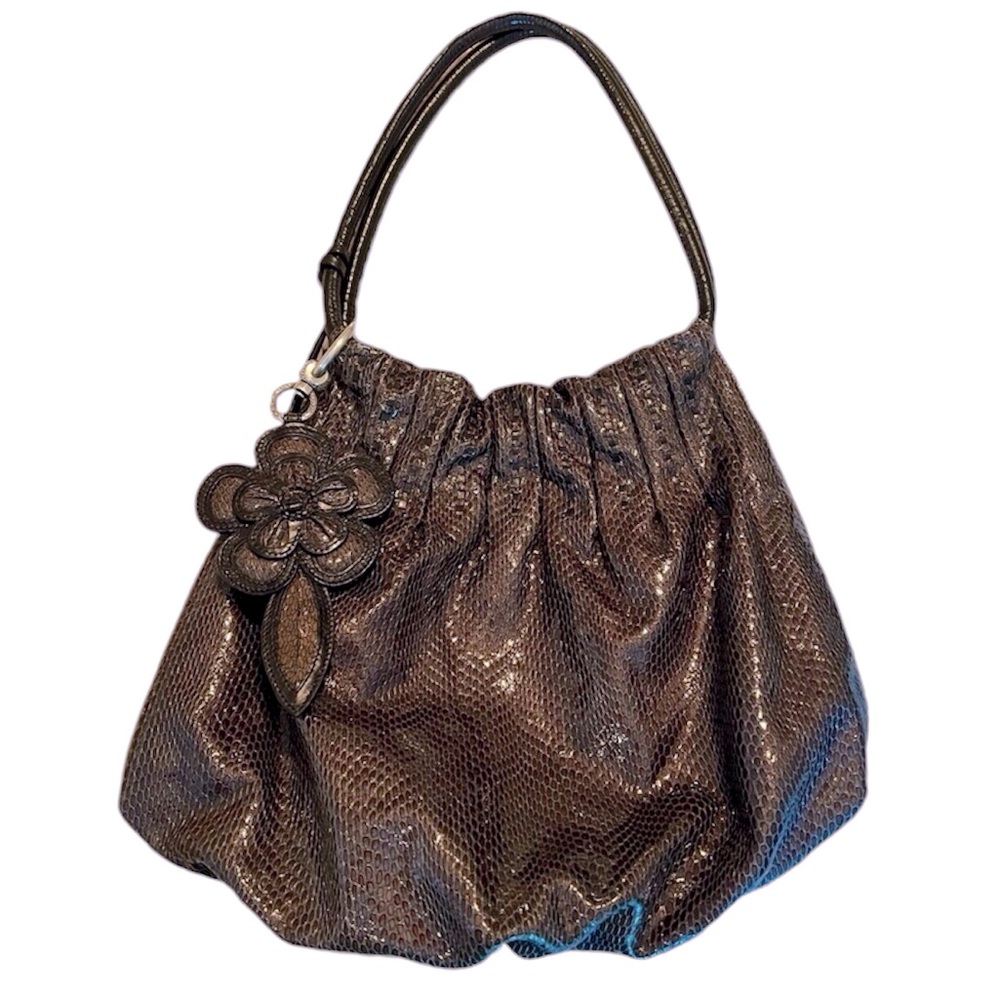 Brighton Breelan Python Snake Embossed Leather Hobo Bag